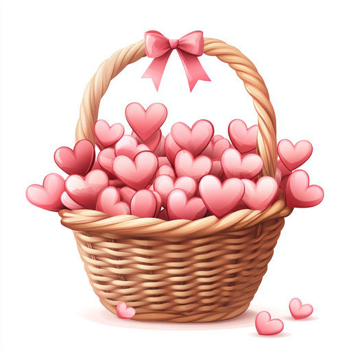 Basket full of Valentine's Day hearts