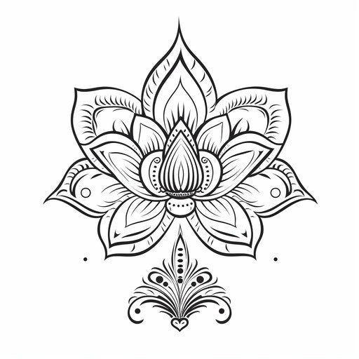 Indian flower drawing on white background, simple and elegant style