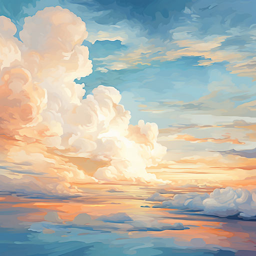 Clouds clipart in the style of Impressionistic Art, on white background