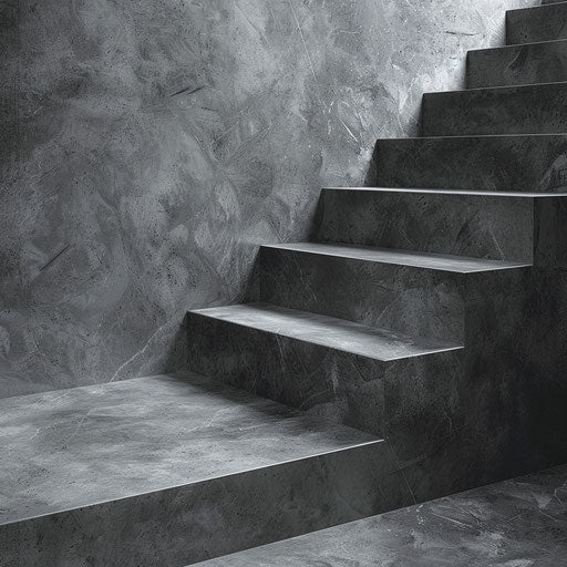Realistic stair clipart on flat slate grey background