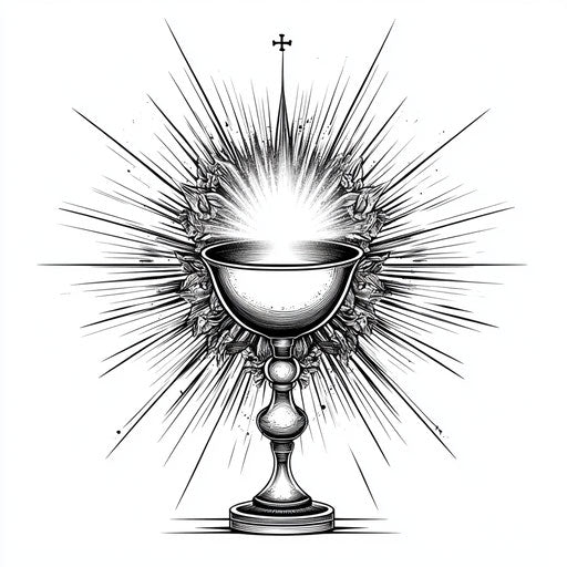 Religious tattoo sketch for men with sacred chalice