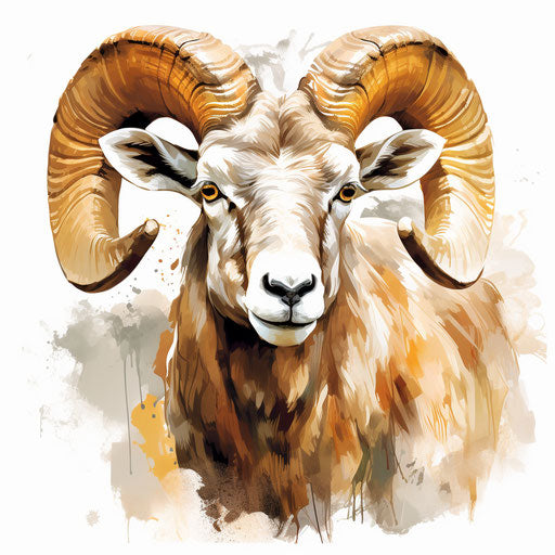 Impressionistic ram illustration on white background