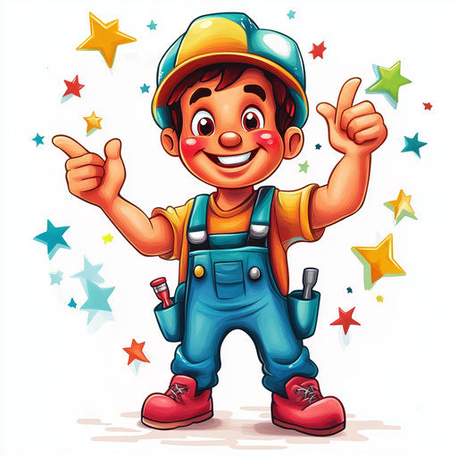 Versatile Plumber Caricature Clipart Art Kit for Designers