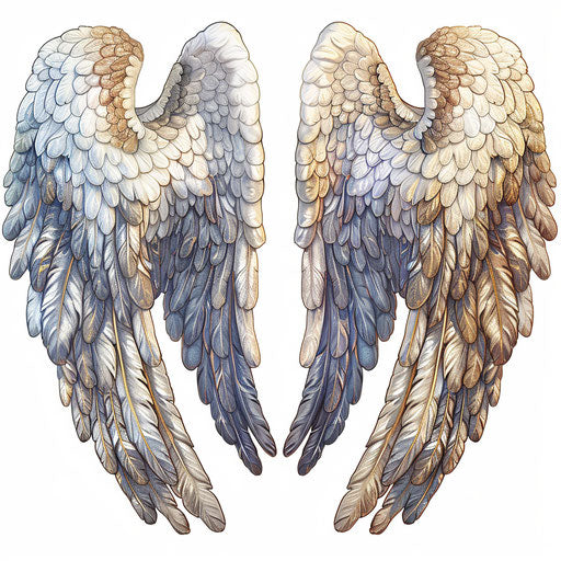 Angel wings clip art in a photo realistic style