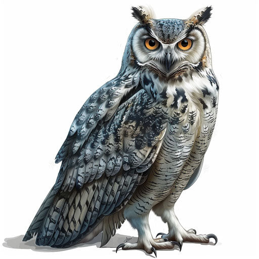 Owl clipart in photo realistic style with dynamic shadows