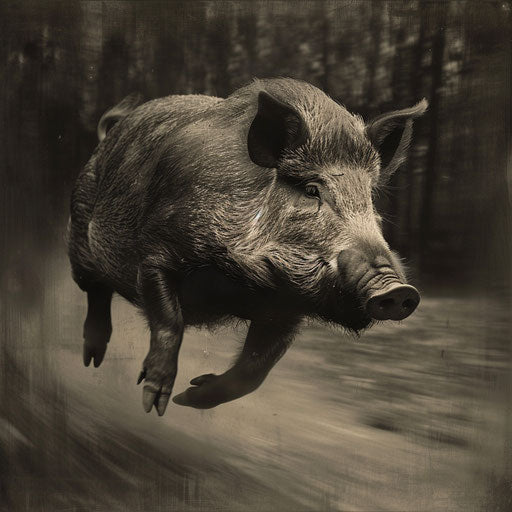 Wild boar caught mid-stride, Gregory Colbert inspired