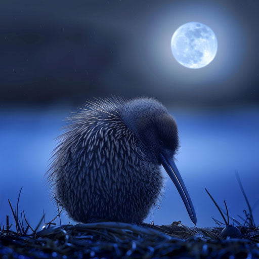 Kiwi bird under the moonlight, Roeselien Raimond style