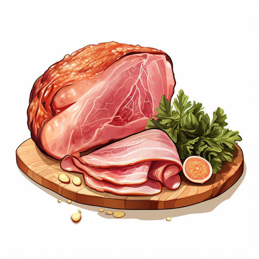Ham clipart in the style of Chiaroscuro Art, on a white background