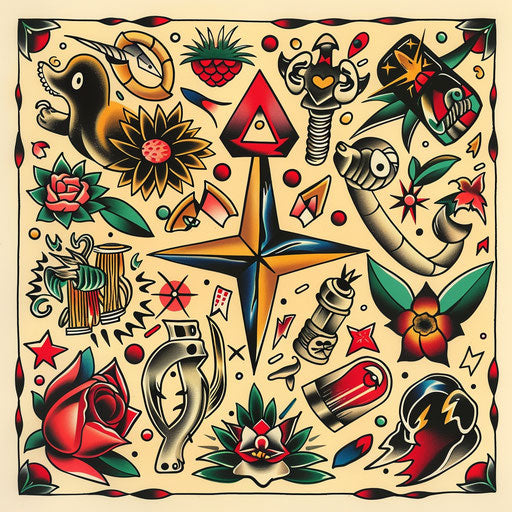 Retro-inspired design with bold lines and vibrant colors