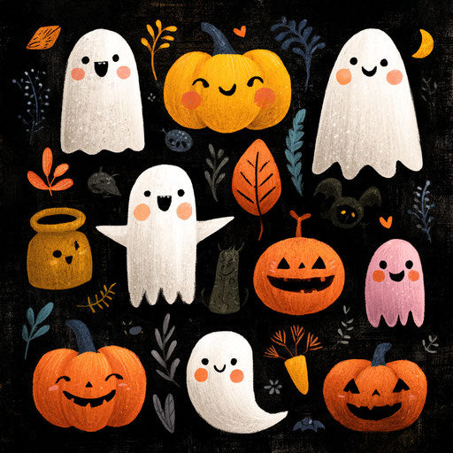Collection of Cute and Spooky Halloween Illustrations