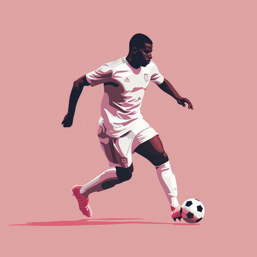 Realistic soccer player on dusky rose background