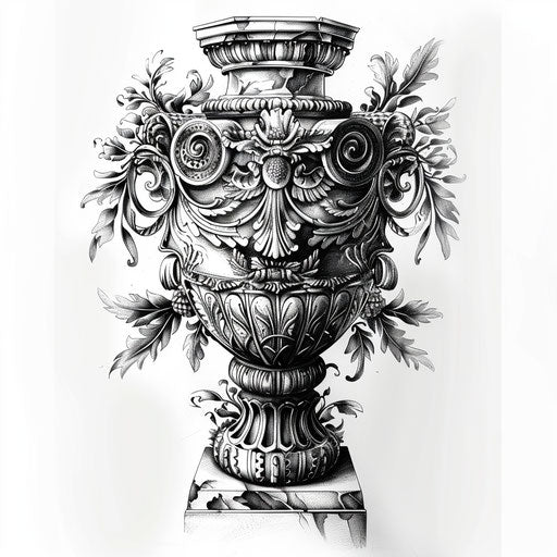 Ornamental Greek urn as detailed tattoo design