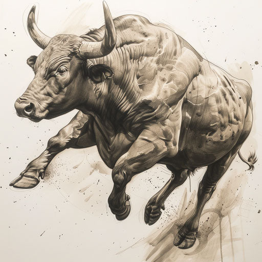 Realistic motion tattoo design of a bull