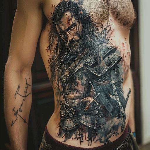 Men's rib tattoos: epic fantasy, Peter Jackson style