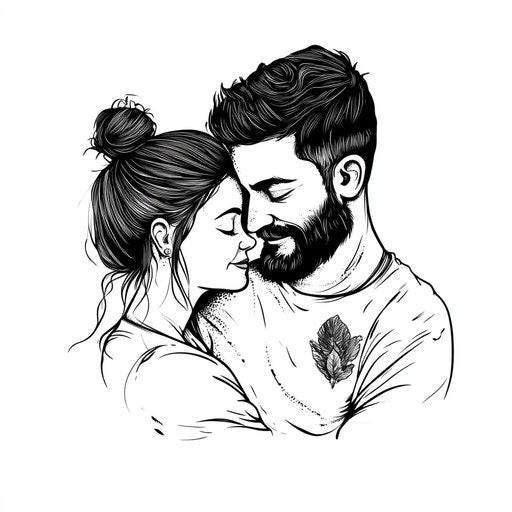 Minimalist black ink design for mom and dad tattoo sketch