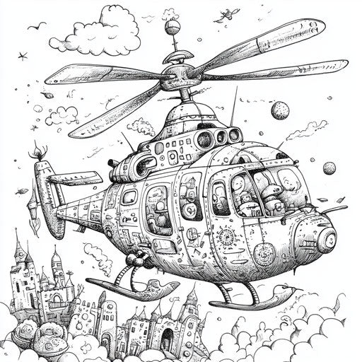 Whimsical helicopter with playful details
