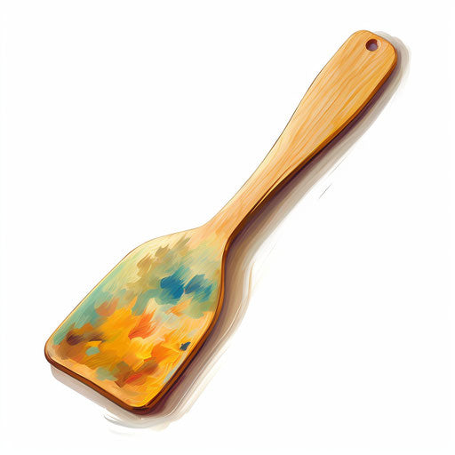 Spatula clipart in the style of Oil painting, on a white background