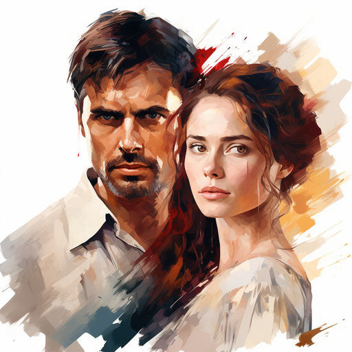 Movie in oil painting style on white background