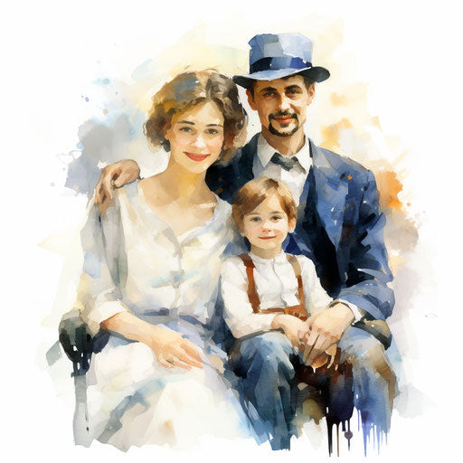 Impressionistic family illustration on white background