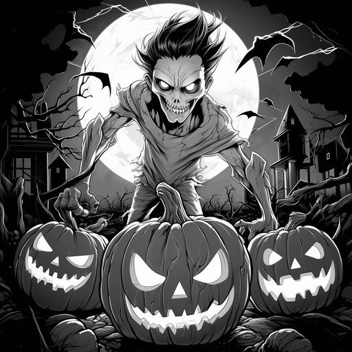 Clean and sharp ink drawing for Halloween
