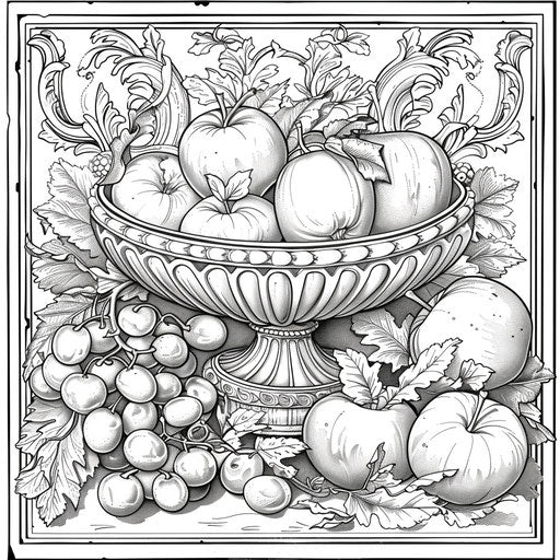 Baroque apple still life with bowl and other fruits