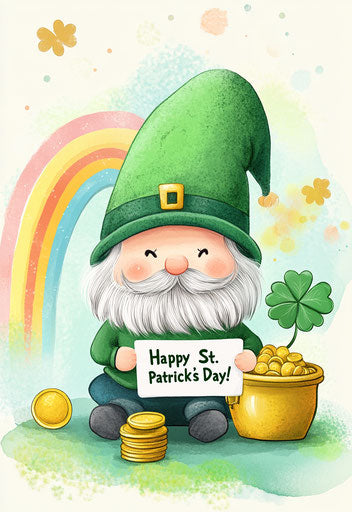 Happy St. Patrick's Day with a cute garden gnome