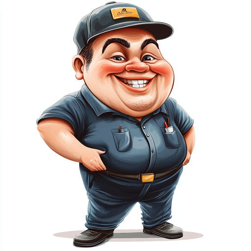 Stylish Janitor Caricature Clipart for Fashion Design