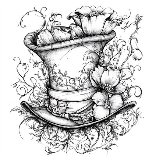 Whimsical hat with playful details and charming characters