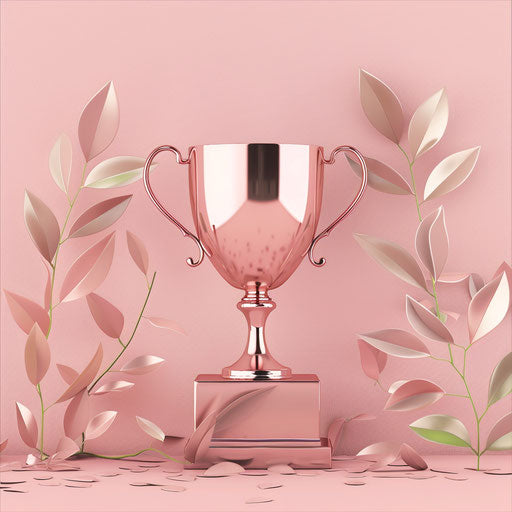 Realistic award clipart on flat dusky rose background