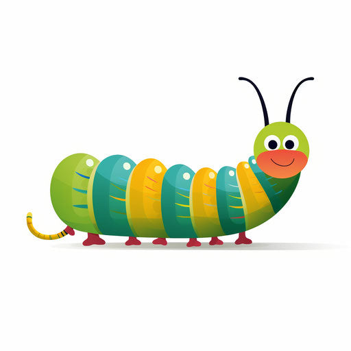 Minimalist caterpillar illustration on white background