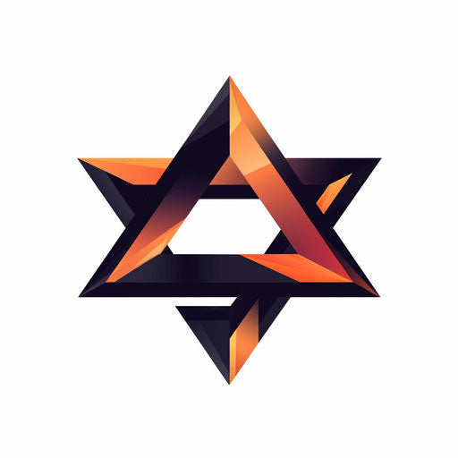 Geometric cartoon logo with sharp lines on clean white background