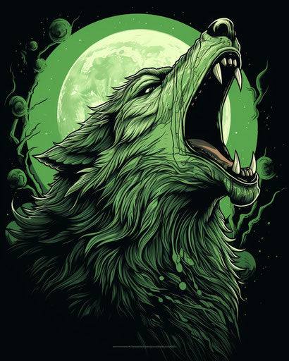 Howling wolf above the moon