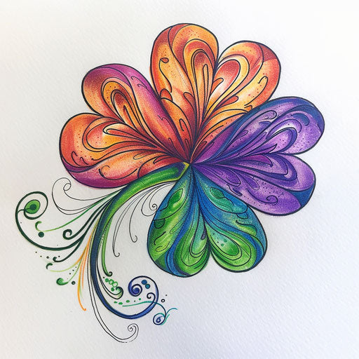 Festive clover tattoo sketch in vibrant fiesta colors