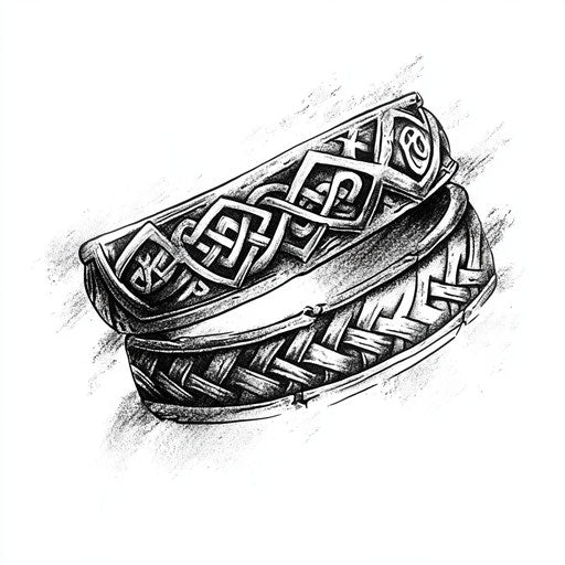 Flat clipart style bracelet tattoo with runic symbols