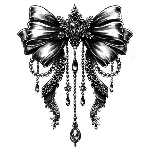 Gothic tattoo sketch of a bow in dark black