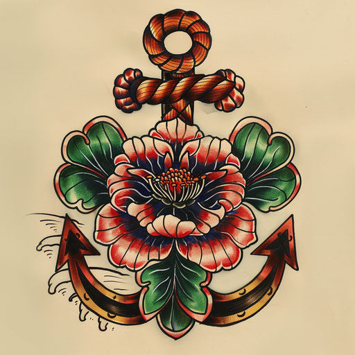 Traditional tattoo sketch of a clover with classic sailor influences