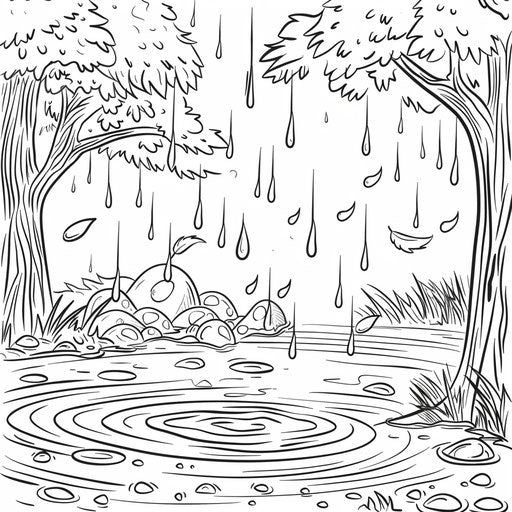 Raindrops and Puddles for Fun Coloring