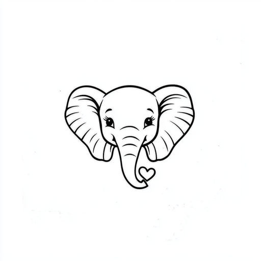Small and simple elephant tattoo on white background