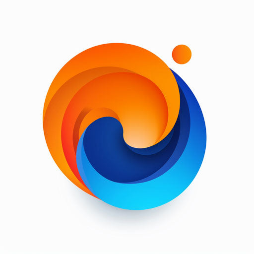 Minimalist graphic design logo with vibrant orange and blue colors