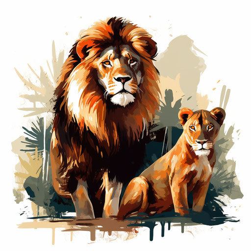 Zoo illustration in the style of Chiaroscuro Art, on white background