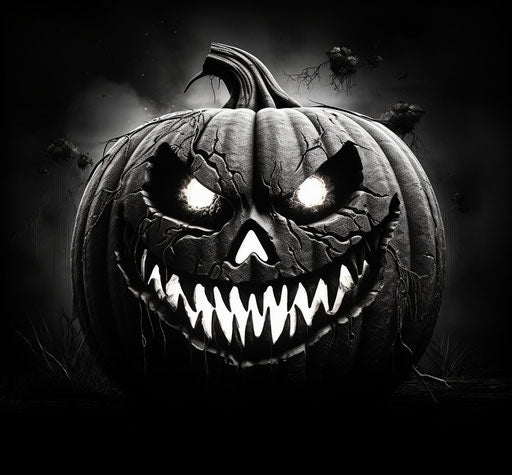 Pencil sketch of pumpkin, black and white, haunting