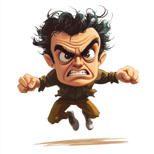 Humorous caricature of a social media clipart caricature