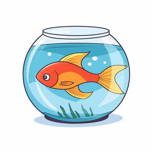 Minimalist style fish bowl illustration