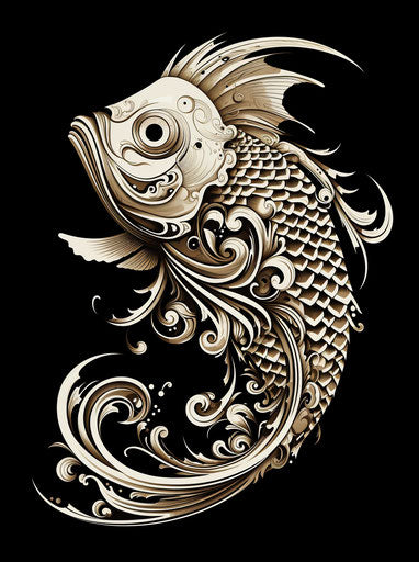 Fish tattoo design with ornamental pattern in Tongan art style