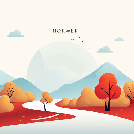 November Clipart in Minimalist Style on White Background