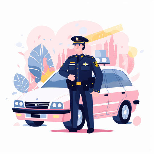 Police illustration in the style of pastel colors