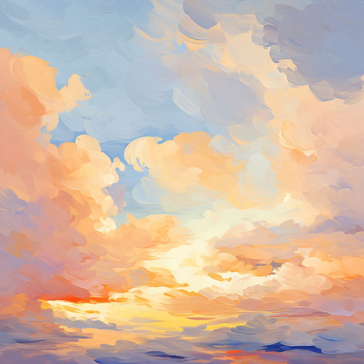 Clouds in Impressionistic Art style, on white background