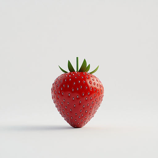 3D strawberry on flat white background, isolated clipart