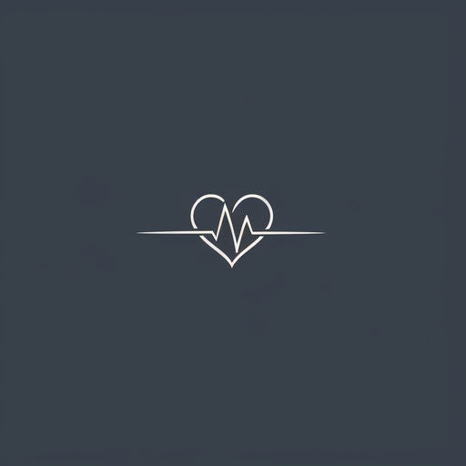 Classic medical logo with heart and pulse icon on dark grey background