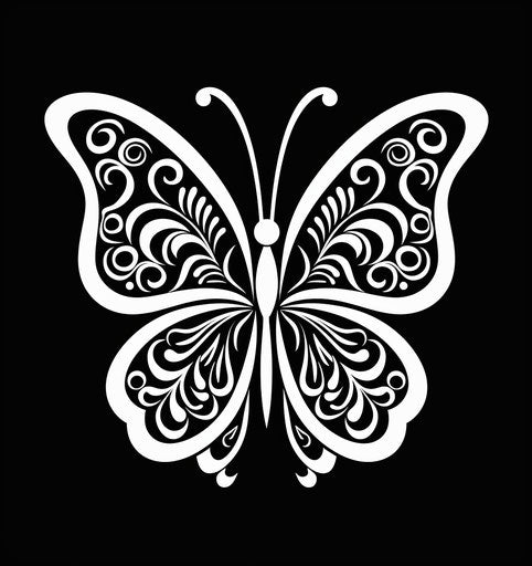Cute butterfly in black and white abstraction, captivating art